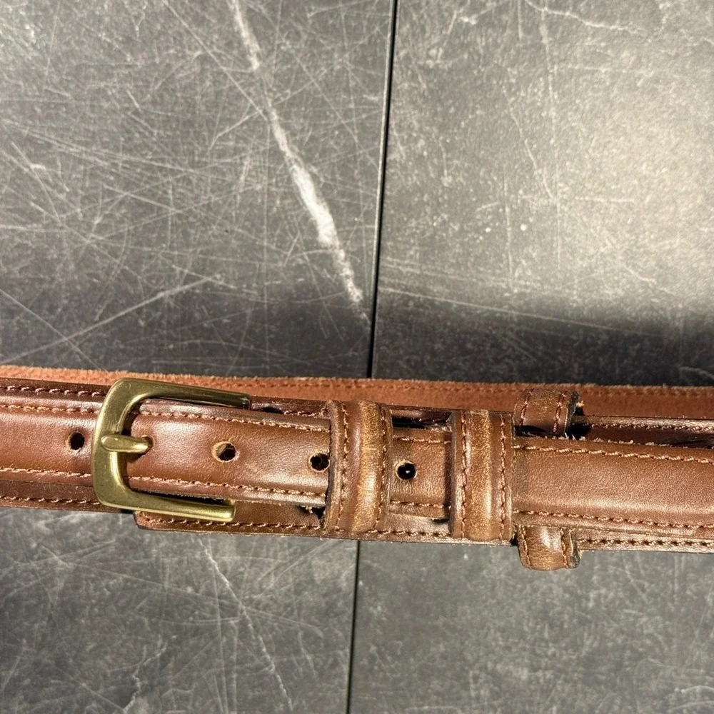 L.L.‎ Bean Brown Leather Belt Brass Buckle Heritage Equestrian Style Size 34/36